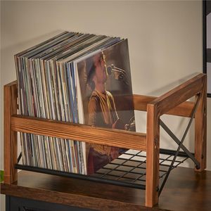 Estante de Almacenamiento de Madera de Diseño Moderno para Libros y Discos de Vinilo, Soporte para Discos de 7-12 Pulgadas, Fotos, DVD, CD, Almacenamiento para 50-100 Carpetas - Product Image 4