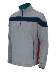 Veste de sport unisexe noire à manches longues avec fermeture éclair 3/4, personnalisable avec logo d'équipe, design DriFit à manches complètes et col montant, vente en gros - Product Image 6
