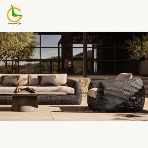 طقم أثاث حدائق من الروطان عالي الجودة بتصميم عصري منسوج يدويًا، أثاث فناء وفنادق - Product Image 2