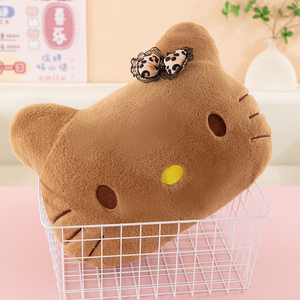 Peluche <span class=keywords><strong>chat</strong></span> KT imprimé léopard <span class=keywords><strong>noir</strong></span>, en coton PP, avec filet, cadeau d'anniversaire pour femme, poupée pour machine à griffes - Product Image 3