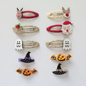 Pince à cheveux, serre-tête et barrette pour enfants et bébés filles, thème Halloween, avec ruban pailleté, fait main, style mignon - Product Image 2