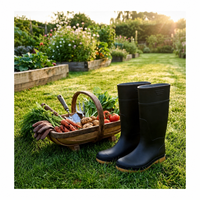 Bottes de pluie en PVC noires style italien respirantes légères pour l'été et l'automne, chaussures de travail sans embout en acier
