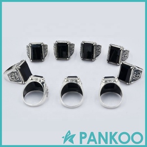 Anelli di ossidiana nera personalizzati <span class=keywords><strong>anello</strong></span> di <span class=keywords><strong>pietra</strong></span> preziosa naturale in <span class=keywords><strong>argento</strong></span> sterling 925 vintage da <span class=keywords><strong>uomo</strong></span> gioielleria raffinata reale - Product Image 4