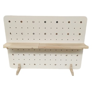 Wooden Pegboard Vertical <b>Desktop</b> Storage Rack No Drill Office Organizer 30x60cm Standing Type Rectangle Display <b>Shelf</b> - Product Image 5