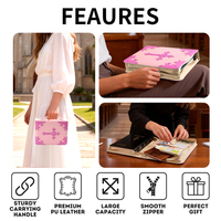 Funda para Biblia para Mujer, Bolsa de Cuero para Biblia con Separadores, Marcadores, Bolígrafos, Estuche Grande con Asa para Transportar Libros, Regalos Cristianos