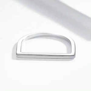 <b>Custom</b> Jewelry Wholesale 925 Sterling Silver 14K Gold Vermeil Bar Square Simple <b>Ring</b> for Women - Product Image 4