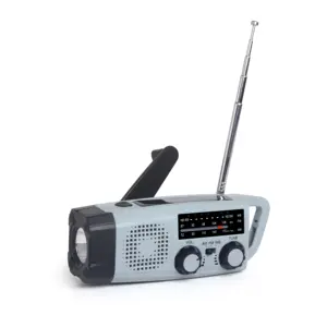 Radio tangan tenaga surya, crank am/fm portabel dengan pengisi daya ponsel pintar