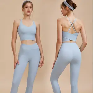 2024 Neuheit individuelles Logo Aktivkleidung Kleidung Damen Scrunch V-Cross individuelles Yoga Legging nahtlos hohe Qualität hohe Taille Hosen