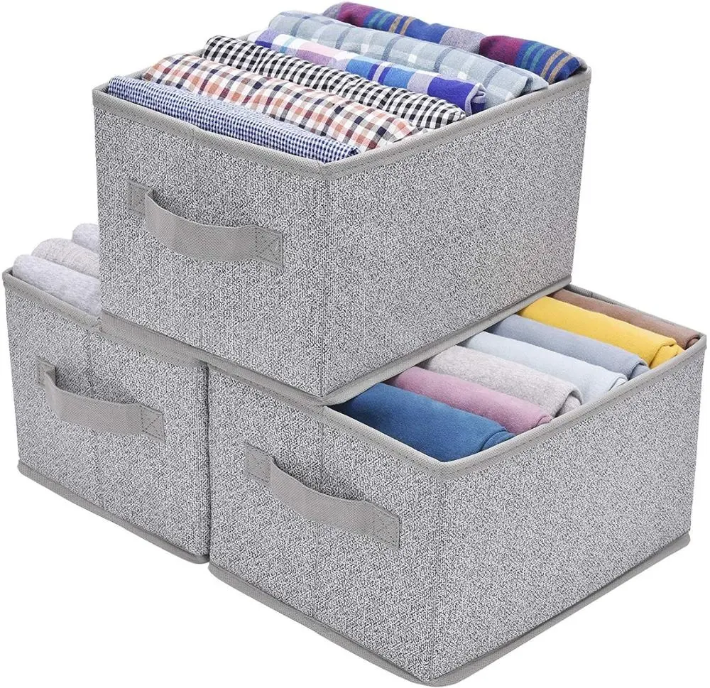 Groothandel Folding Opbergmanden voor Planken, Doek Organizer Bins met Handvatten voor Thuis Kast Slaapkamer Lades Organisatoren