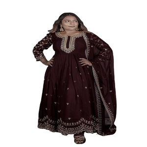 Vestido de Anarkali DE TRABAJO bordado Georgette de imitación pesado de último diseñador por FabZone ropa india y paquistaní - Product Image 1