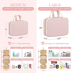 Bolsa de Maquillaje y Artículos de Aseo Colgante de Gran Capacidad para Mujer, con Compartimento Seco/Húmedo Separable, Construcción Duradera, Opciones de Colgado Versátiles - Product Image 3