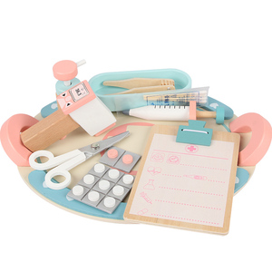 Enfants enfants semblant jouer en <span class=keywords><strong>bois</strong></span> maison de jeu jeu de rôle <span class=keywords><strong>chariot</strong></span> jouet médecin infirmière plateau médical ensemble jouets pour enfants - Product Image 3