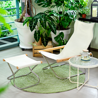 Ensemble chaise longue et tabouret de camping pliables, structure en acier inoxydable et toile résistante aux déchirures, mobilier de loisirs intérieur/extérieur