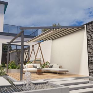 Waterdichte buiten aluminium PVC <span class=keywords><strong>pergola</strong></span> met intrekbaar dak, gepoedercoat frame, wandmontage, terras- en patio-overkappingen - Product Image 4