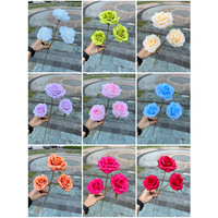 Nouveau 3 Roses Fleurs Artificielles pour Mariage Usine Directe En Gros Sans Feuilles avec Sunshine Base et Road Lead