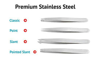 Stainless Steel Luxury Eyebrow Tweezers Slant Tip Pointed & Straight Styles for Facial & Ingrown Hairs Plucking Splinter Tweezer - Product Image 6