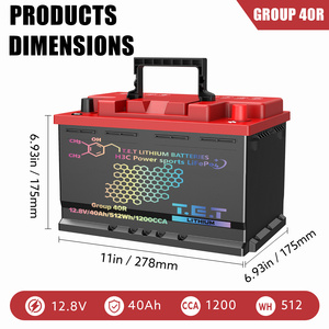 Baterai Mobil Start-Stop LiFePO4 12.8V 40AH Group 40 (Dilengkapi Bluetooth)-Standar Tinggi Garansi 2 Tahun Arus Kontinu 200A - Product Image 2