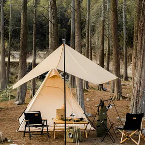 Outdoor Tipi Drei-Jahreszeiten Baumwolle Canvas Tipi Zelt für Erwachsene Pyramid Camping Tipi mit Rain Fly Zelt Baldachin für 3 Personen