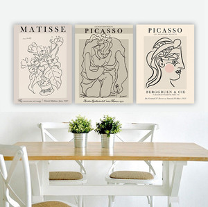 Peinture sur toile d'art linéaire bohème moderne, affiches de portraits inspirées de Matisse et de <span class=keywords><strong>Picasso</strong></span>, art mural pour la décoration de la chambre à coucher et du salon - Product Image 4