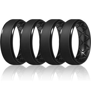 Bague de mariage personnalisée en <span class=keywords><strong>silicone</strong></span> respirant pour homme avec rainure intérieure et bord en gradin Bague de fiançailles élégante - Product Image 5