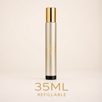 Flacon de parfum de voyage vide 35 ml, style stylo, noir, atomiseur rechargeable avec capuchon argenté, vente en gros, logo personnalisé
