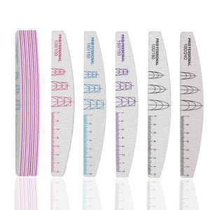 Lima de Uñas Lavable en Forma de Media Luna con Escala de Medición, Esponja de Doble Cara, Herramienta de Manicura para Salón - Product Image 1