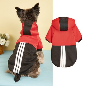 Sweat à capuche pour chien en polaire, style sport, rayé, couleurs contrastées, vêtements pour chiens, toutes saisons, confortable à porter - Product Image 5