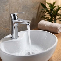 Robinet de lavabo moderne YEETE à poignée unique en acier inoxydable 304, mitigeur monobloc à poser sur comptoir, eau froide et chaude, cartouche céramique
