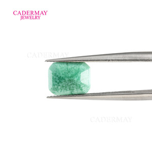 Cadermay Emerald Green No. 6 Rectangular Beveled Synthetic Lab Created Loose Gemstone For Jewelry Making - Product Image 1