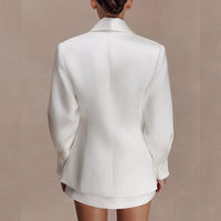 Blazer blanc minimaliste pour femme, veste de costume cintrée à col en V profond, fournisseur d'usine de marque privée sur mesure