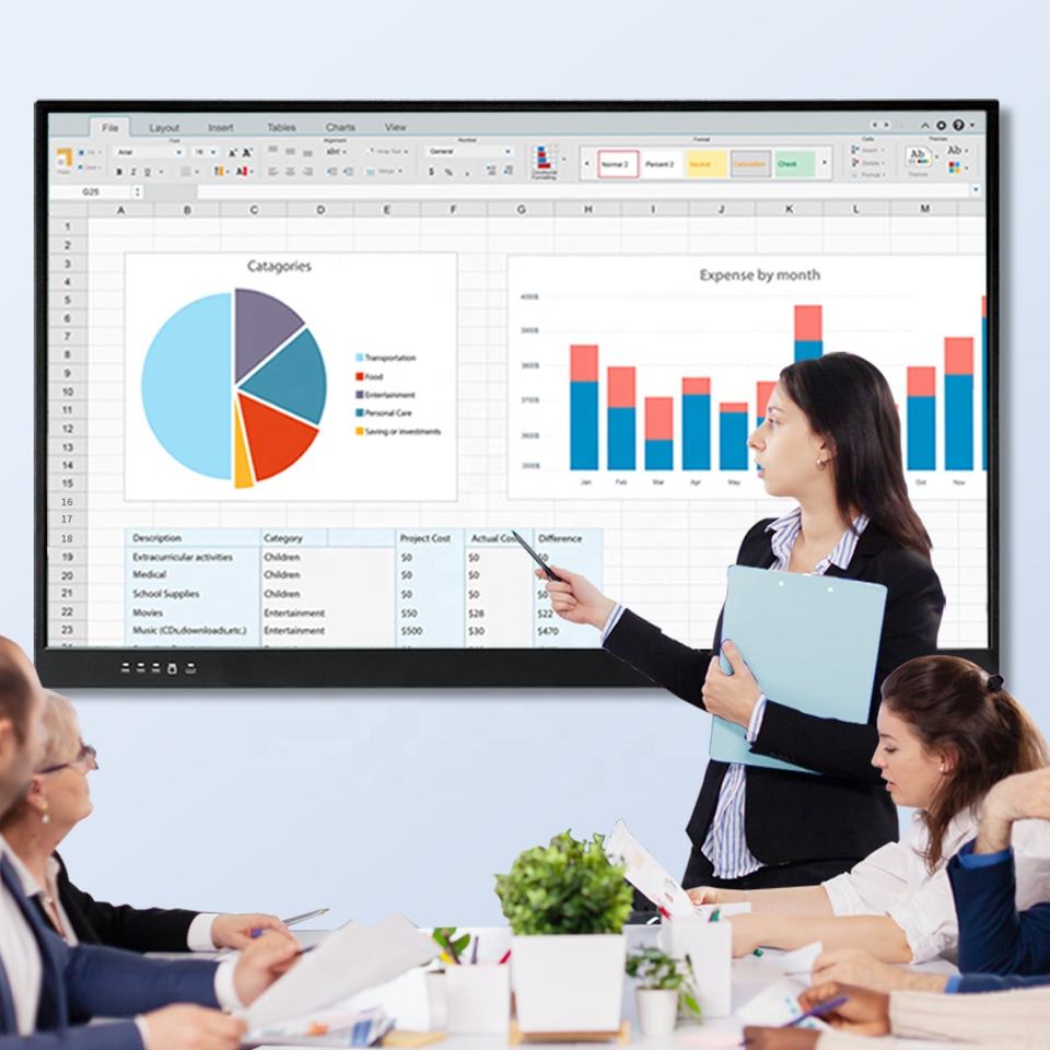 75 Inch Interactive Flat Panel Display - 4K Touch Screen Monitor for ...