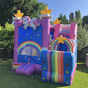 Castillo Inflable, Casa <span class=keywords><strong>de</strong></span> Brinco, Combo Arcoíris <span class=keywords><strong>de</strong></span> Dibujos Animados, Casa Inflable Grande para Niños con Tobogán - Product Image 2