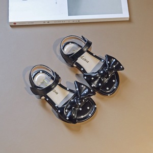 Sandales plates pour filles, enfants, bébés, en cuir blanc avec nœud, chaussures d'été pour enfants - Product Image 3