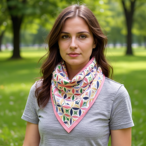 Fulari Sciarpa triangolare multifunzionale 60x135 cm con motivo geometrico in poliestere e cotone per donna, per tutte le stagioni - Product Image 3