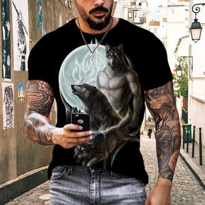 Camiseta estampada de manga corta para <span class=keywords><strong>hombre</strong></span>, camiseta de sublimación de gran tamaño Unisex con <span class=keywords><strong>Lobo</strong></span> Animal, ropa para <span class=keywords><strong>hombre</strong></span>, 3D vampiro, Verano - Product Image 4