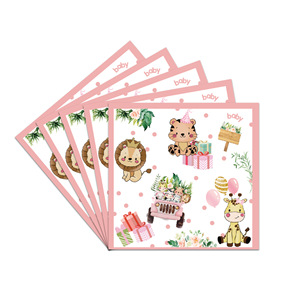 Ensemble de vaisselle sur le thème des animaux, 40-60 pièces, impression numérique, décoration d'anniversaire, assiettes en papier, gobelets, serviettes - Product Image 5