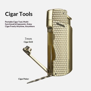 Briquet et coupe-cigare deux-en-un de qualité supérieure, coupe-vent, recharge directe, carburant au butane, construction métallique durable, cadeau pour <span class=keywords><strong>homme</strong></span> - Product Image 4