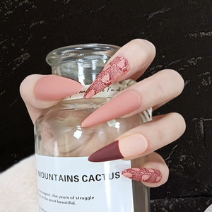 أظافر صناعية بالجملة، أظافر جميلة طويلة جدًا بتصميم تابوت، مستلزمات فاخرة، أظافر لاصقة - Product Image 6