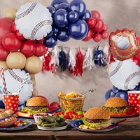 Kit d'arche de ballons de baseball en gros, guirlande de ballons en latex bleus, rouges et nude, et ballons en aluminium de baseball, décorations de fête sur le thème du sport