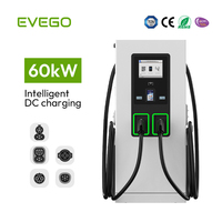 EVEGO Estación de Carga Eléctrica de CC de Alta Potencia de 60kW, Montada en Suelo, 200A, Doble Conector, OCPP 2.0.1, CCS1, para Vehículos de Nueva Energía, CCS2, Cargador Comercial para Vehículos Eléctricos