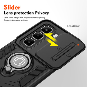 Protecteur de caméra coulissante Armor Hybrid TPU Hard Back <span class=keywords><strong>Case</strong></span> pour Infinix Hot 60 Pro + 60i 50i 60 50 / Smart <span class=keywords><strong>9</strong></span> Car Ring Holder Cover - Product Image 3