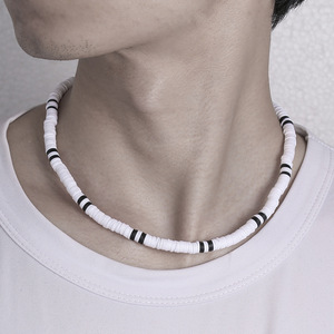 2024 verano playa Bohemia surfista hombres collar Simple geométrico Tribal étnico suave arcilla collar con cuentas para hombres joyería - Product Image 1