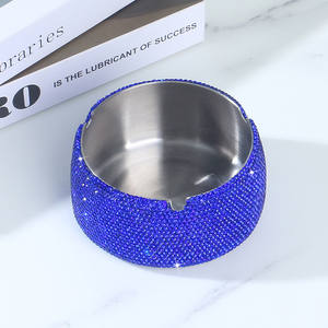 Cenicero multifunción de acero inoxidable con diamantes de imitación de cristal ostentosos de lujo, cigarros a prueba de viento, accesorios de decoración de cigarrillos - Product Image 4