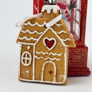 Custom Handmade High-End Resin Gingerbread House and Christmas Tree Adornment Lovely Hanging Festive Decoration - Product Image 2