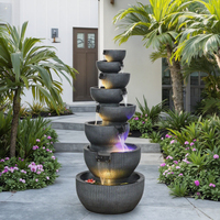 8-stufiger Wasser brunnen im modernen Stil im Innen-und Außenbereich LED-beleuchteter kaskadi render Wasserfall Artistry Bowl Design Resin Garden Wall Pool