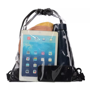 Sac à dos transparent en polyester imperméable personnalisé avec cordon de serrage, sac en plastique transparent, cadeau promotionnel, sac à chaussures réutilisable avec cordon de serrage - Product Image 6