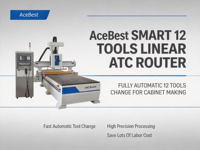 Machine de fraisage CNC AceBest 1530ATC à 3 axes 9KW ATC avec commande Syntec, servomoteur et PLC pour le travail du bois, les meubles et les portes d'armoires