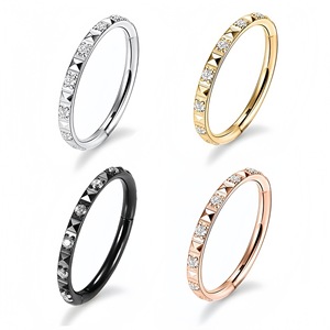 Anneau de nez double couche en acier inoxydable avec zircon incrusté en forme de pyramide, design géométrique, pour bijoux de piercing tendance, cadeau - Product Image 2