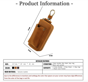 กระเป๋าใส่กุญแจหนัง Ando พร้อมซิป ช่องใส่บัตร 6 ช่อง และช่องใส่กุญแจรถ - Product Image 3