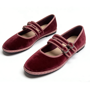 <span class=keywords><strong>Ballerine</strong></span> da Donna in Velluto di Lusso con Doppio <span class=keywords><strong>Cinturino</strong></span> Regolabile, Comode, Antiscivolo, a Punta Chiusa, Morbide, Scarpe Autunnali Slip-On - Product Image 2